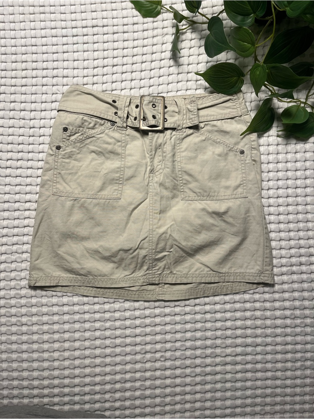 Faded Glory Cream Utility Mini Skirt with Belt